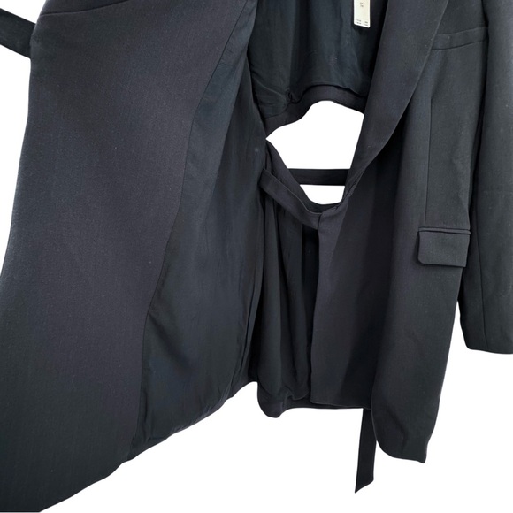 NEW! Anthropologie Tie Waist Open Back Mini Dress / Long Blazer Black | Size 14 - Picture 7 of 13